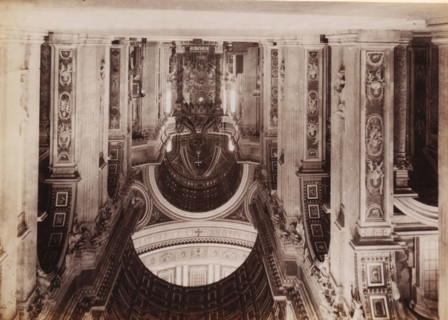 Interior of St. Peter's Basilica in Vatican City, photograph, page, Vatican City, c. 1850 - in or