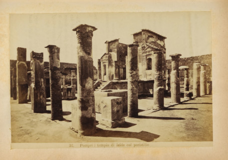 Pompeii: tempio di Iside col peristilio, Ruin of the Tempio di Iside in Pompeii, photograph, page,