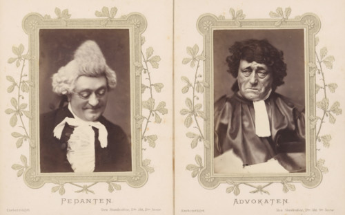 Pedants, Portrait of Joachim Ludvig Phister as a scholar from Den Stundesløse, photograph, page,