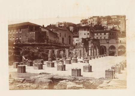 View of the ruins of the Basilica Julia on the Roman Forum in Rome, photograph, page, Roman Forum,