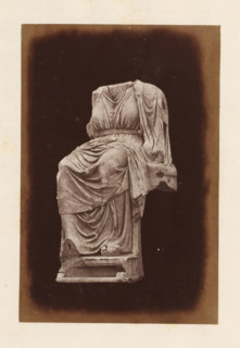 Sculpture on the Palatine Hill, depicting an enthroned Magna Mater, photograph, page, Rome, c. 1863