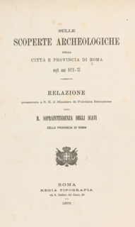 Sulle scoperte archeologiche della città e provincia di Roma negli anni 1871-72, book, inscription: