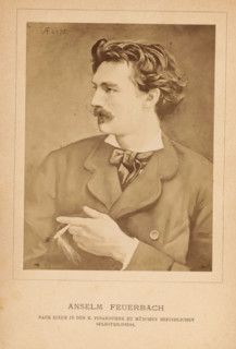 Photo reproduction of a painting, depicting a self-portrait by Anselm Feuerbach, Anselm Feuerbach,