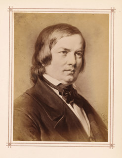Photo reproduction of a portrait of Robert Schumann by Carl Jaeger, photograph, reproduction, page,
