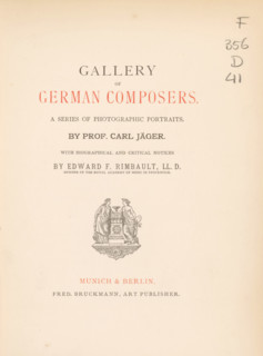 Gallery of German composers a series of photographic portraits, book, inscription: 'Xmas 1876. Dr.s