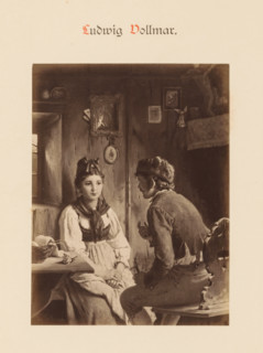 Photo reproduction of a painting by Ludwig Vollmar, depicting a man and a woman at a table in a