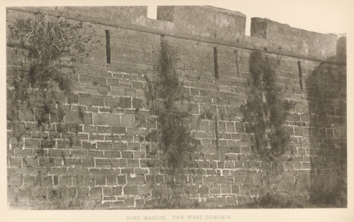 Fort Marion, the west curtain, page, photomechanical print, photographer: WA Cox, Saint Augustine,