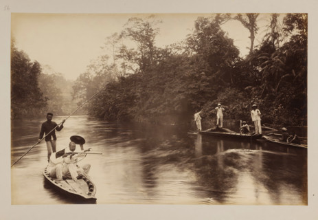Crocodile hunting party, album page, photograph, This photo is part of an album., number: '56',