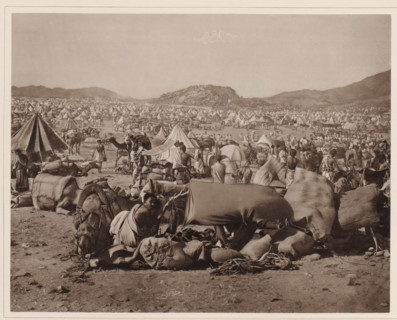 Der Berg Arafah während der jährlichen Pilgerversammlung (von Süden aus gesehen), Pilgrim camp on