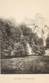View of the castle of Modave, Chateau de Modave, page, photomechanical print, photographer:
