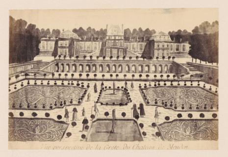 Photo reproduction of a design of the grotto of the Château de Meudon, photograph, reproduction,