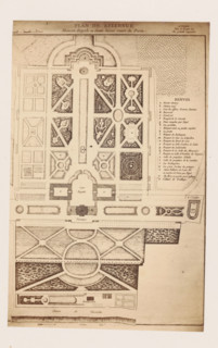Photo reproduction of a map of the gardens of Château Belle-Vue in Meudon, photograph,
