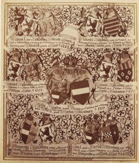 Photo reproduction of a drawing of a family tree, from Walram I, Lord of Valkenburg, to Jan I,