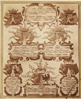 Photo reproduction of a drawing of a family tree, from Ernst-Casimir of Nassau-Dietz to William IV