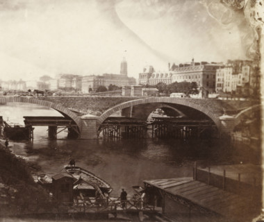 Construction of the Pont Louis-Philippe in Paris, stereograph, photographer: Charles Nègre, Paris,