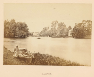Hampton, View across the Thames at Hamton in London, photograph, page, photographer: attributed to