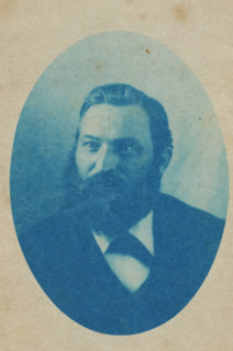 Portrait of man with beard, photograph, Netherlands, 1890 - 1940, photographer, paper, cyanotype,
