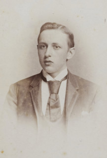 Portrait of a young man, album page, photograph, carte-de-visite, This photo is part of an album.,