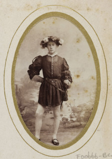 Portrait of a young man in costume with a sword, identified as M. Zijnen de Gier, album page,
