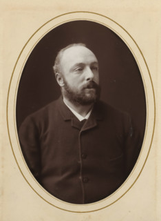 Portrait of a man, album page, photograph, cabinet photograph, This photo is part of an album.,
