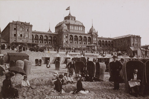 View of the Kurhaus in Scheveningen with bathers in the foreground, Scheveningen - Kurhaus.,
