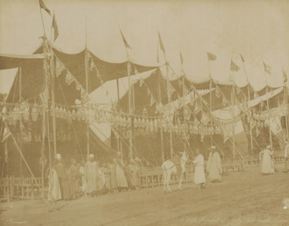 Decorated festival grounds in Cairo, Moulet el Neby Fête Arabe Caire, photograph, Part of Travel