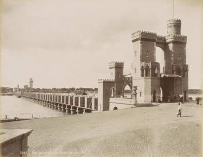 View of a dam on the Nile near Cairo, General view of the Nile dam, photograph, Part of a travel