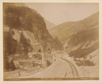 View of the Gotthard Pass with the Polmengo Tunnel, album page, photograph, This photo is part of