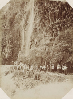 Madeira, Tourist group at a waterfall on Madeira, photograph, Part of Album with 191 photos of a