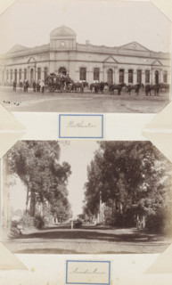 Post-Office, Stagecoach with ten horses in front of the central post office in South Africa, Post