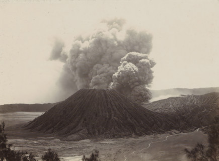 Smoking volcano in the Dutch East Indies, photograph, Part of Travel Album with Forty Photos of the