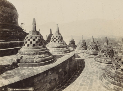 Stupas of Borobudur on Java, photograph, Part of Travel Album with Forty Photos of the Dutch East