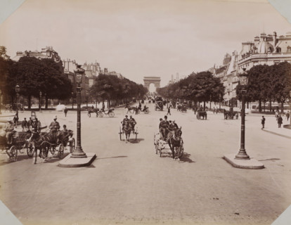 View of the Champs-Élysées with the Arc de Triomphe, album page, photograph, This photo is part of
