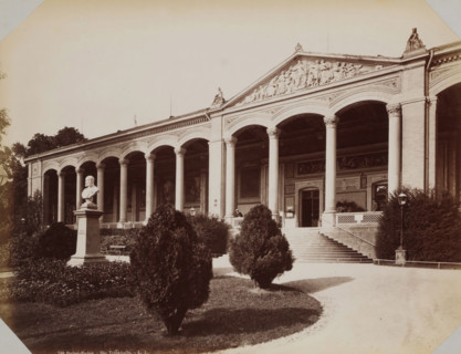 View of the Trinkhalle in Baden-Baden, album page, photograph, This photo is part of an album.,