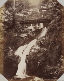 View of the Gertelbach Waterfalls, album page, photograph, This photo is part of an album.,