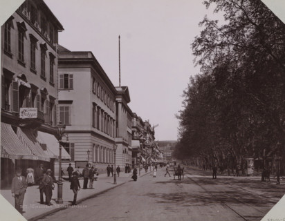 View of the Wilhelmstrasse in Wiesbaden, album page, photomechanical print, This print is part of