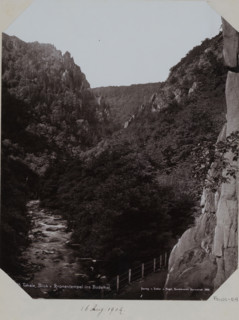 View of the Bodethal in Thale, album page, photomechanical print, This print is part of an album.,