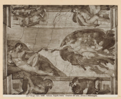 Fresco in the Sistine Chapel in Vatican City, depicting the creation of Adam, ROMA - Vaticano,