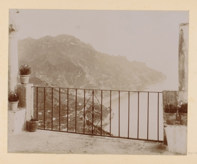 View of a bay (presumably) in Italy, photograph, Part of Photo album with photographs of sights and