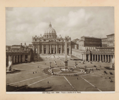 View of St. Peter's Square in Vatican City, with the Vatican Obelisk in the foreground, Roma -