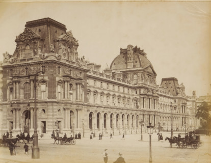Musée du Louvre in Paris, album page, photograph, This photo is part of an album., 1880 - 1910,