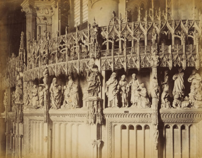Choir screen of Chartres Cathedral, album page, photograph, This photo is part of an album.,