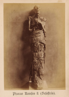Mummy of Pharaoh Ramses II, Pharaoh Ramses II (Sesostris), photograph, page, inscription: 'Verlag