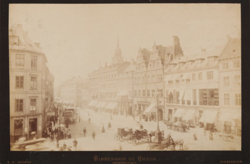 Street view in Copenhagen, Kiøbenhavn og Omegn, photograph, copyright notice: 'eneberettiget.',