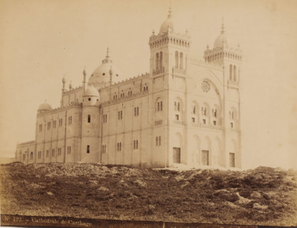 View of the Cathedral of Saint-Louis on the Byrsa in Tunisia, Cathédrale de Carthage, photograph,