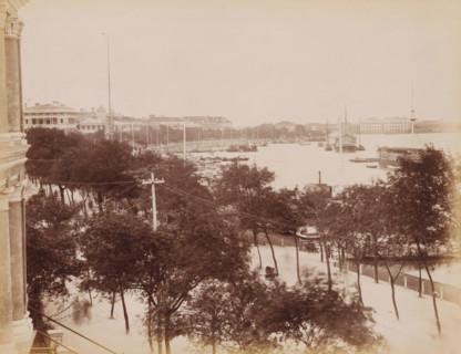View of The Bund of Waitan in Shanghai, photograph, annotation: 'Shanghai-The Bund', Shanghai, 1850
