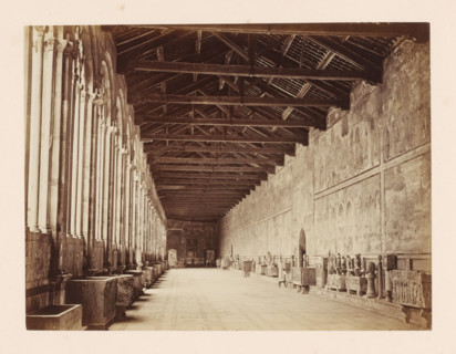 Gallery in the Camposanto in Pisa, Italy, Campo Santo. Galleria delle Cappelle, Pisa, photograph,