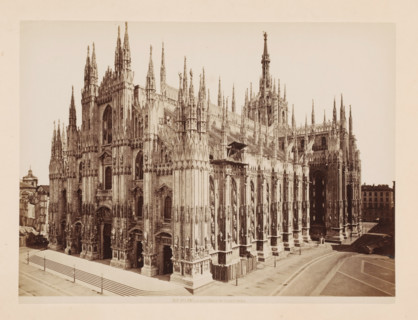 La Cattedrale dal Palazzo Reale, Exterior of the Cathedral of Milan, Italy, Milano, photograph,