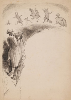 Photographer photographs dancing animals, drawing, illustration, inscription: '108x175, 2893a,