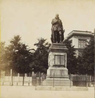The Hague, Plein, View of the statue of William of Orange on the Plein in The Hague, stereograph,